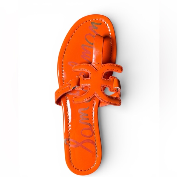 Sam Edelman Carter Orange Leather Flat Sandals Women’s 7.5 - Picture 5 of 11